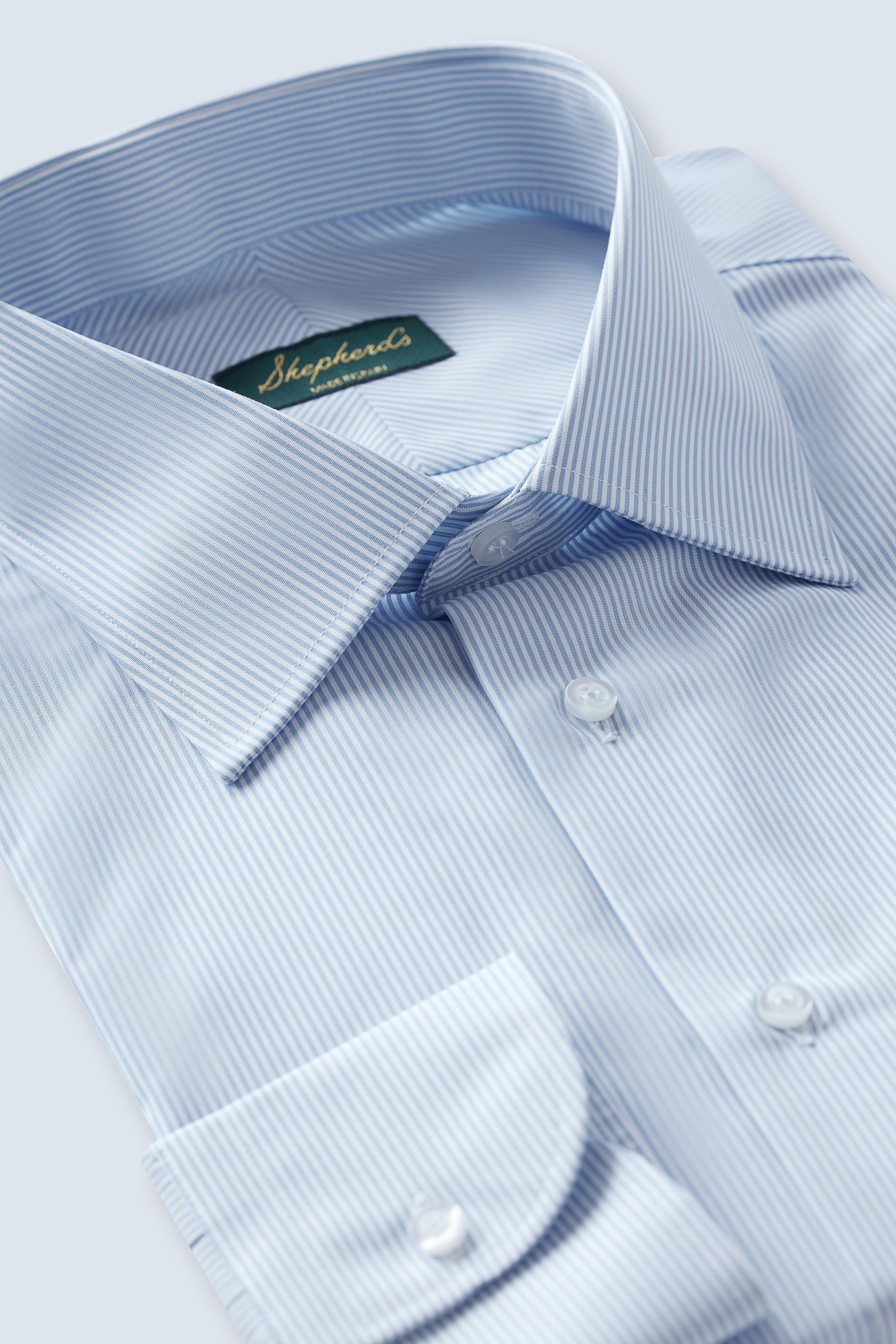 No. 2 Blue and White Striped Poplin Shirt - Shepherd’s