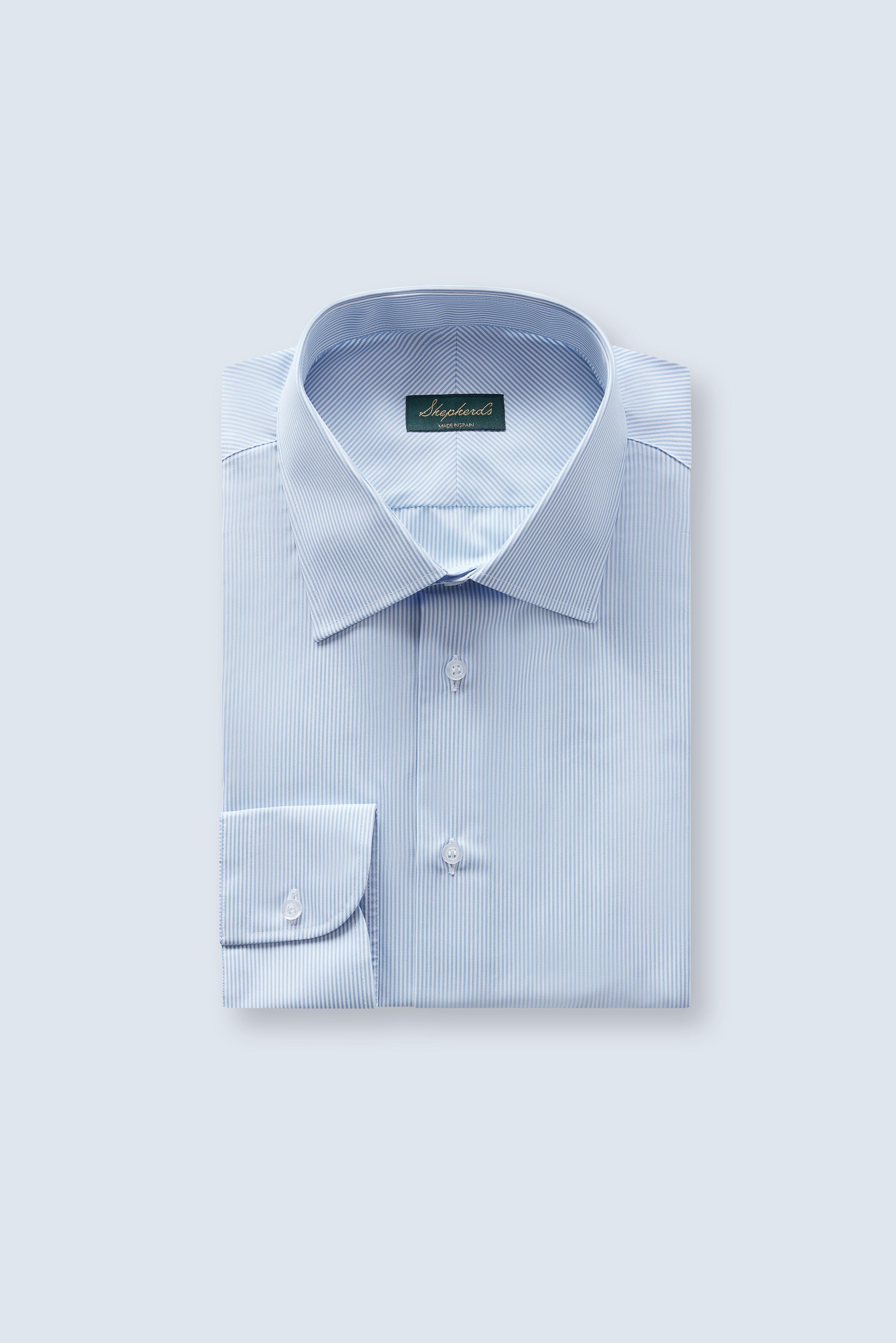 No. 2 Blue and White Striped Poplin Shirt - Shepherd’s