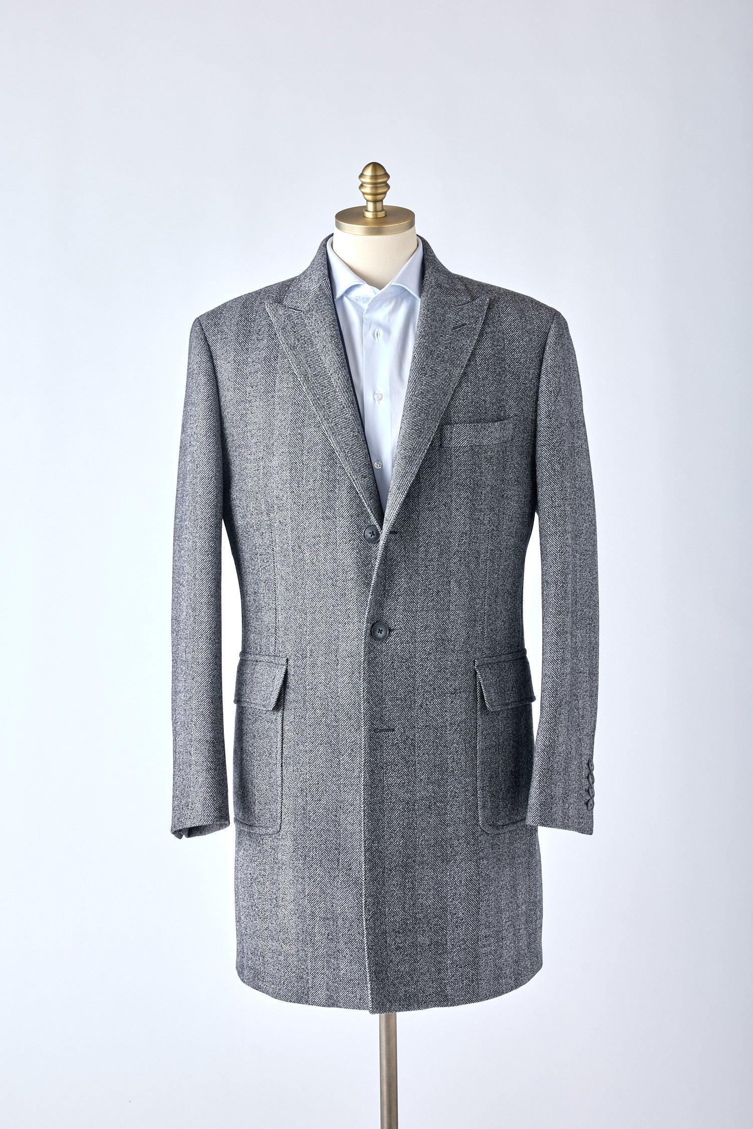 Peak Lapel Herringbone Overcoat Shepherd s